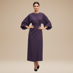 Nives | Elegant Wide-Sleeve Midi Dress with Waist Belt