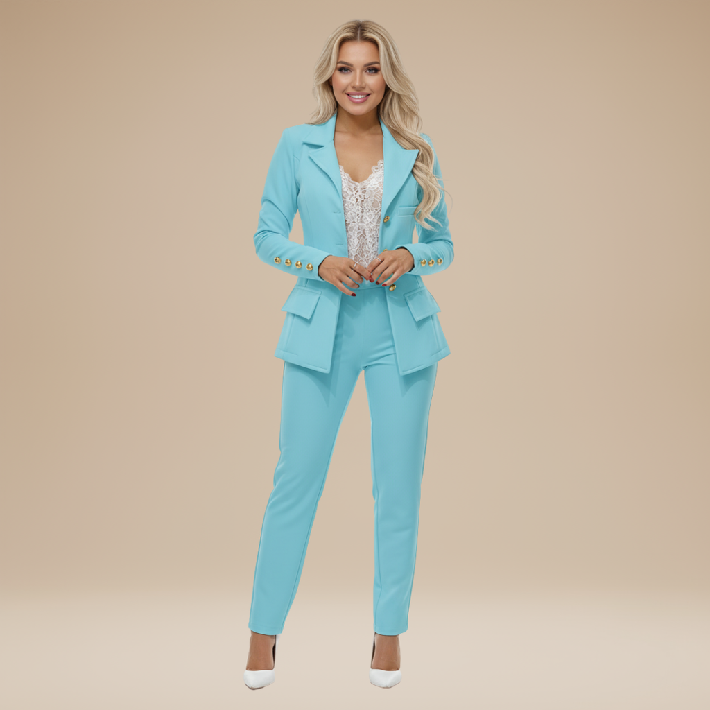 Evelina | Completo Elegante Donna Blazer e Pantaloni dal Taglio Lineare