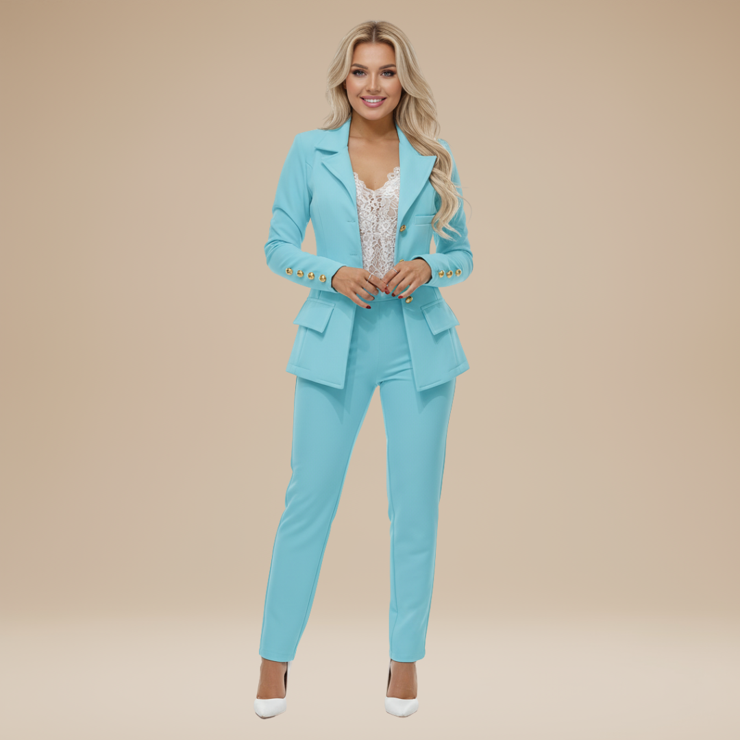 Evelina | Completo Elegante Donna Blazer e Pantaloni dal Taglio Lineare