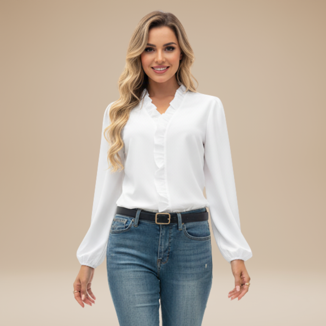 Sabina | Camicia Elegante da Donna con Raffinati Volant Frontali