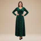 Valeria | Elegante Abito da Sera in Velluto Jacquard Stile Regale