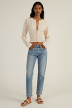 Cardigan Cropped Aderente da Donna con Bottoni