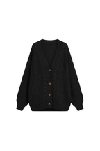 Cardigan oversize da donna in maglia a trecce
