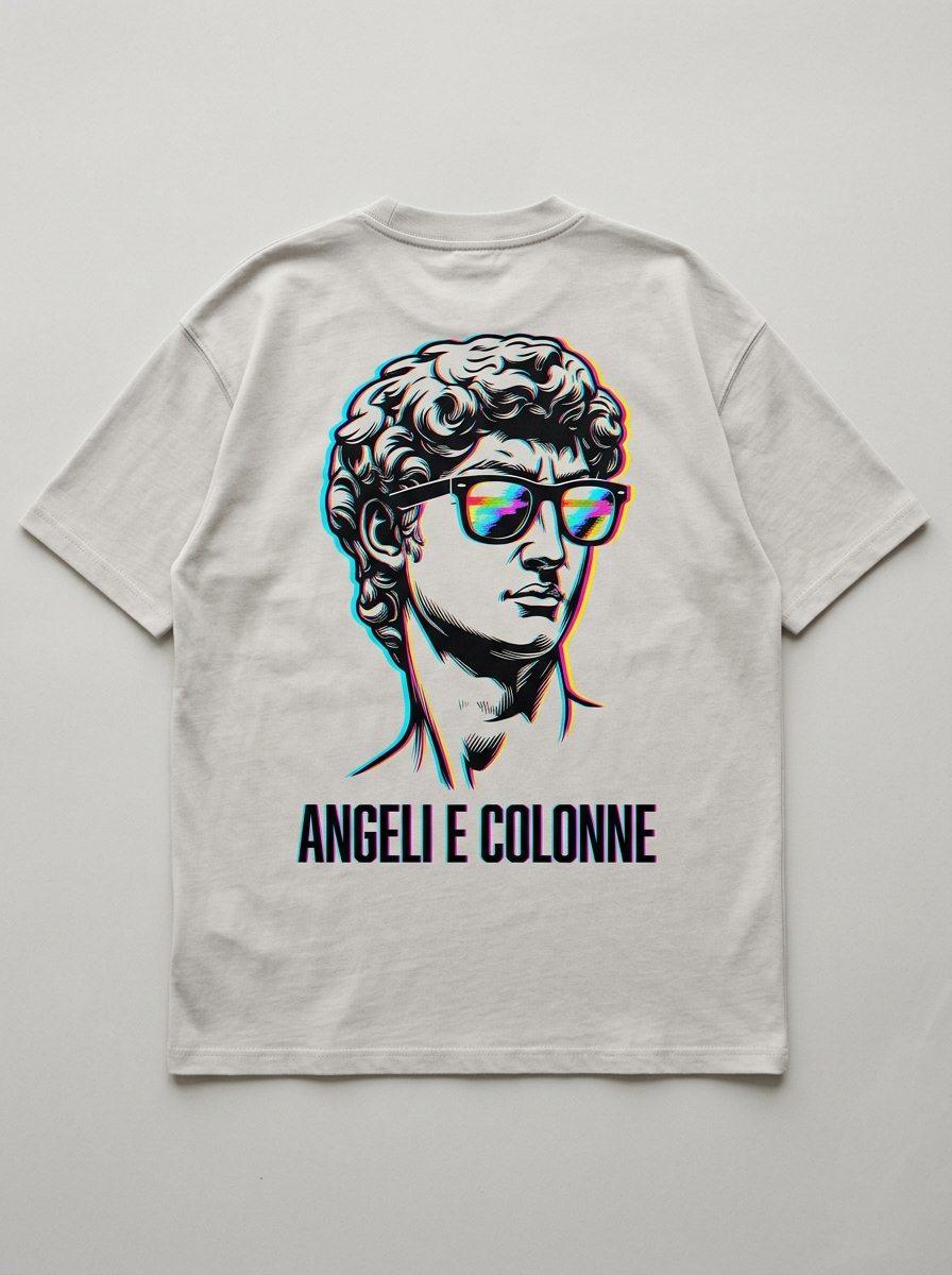 T-Shirt Streetwear "Angeli e Colonne" — Grigio Pietra Oversize – retro