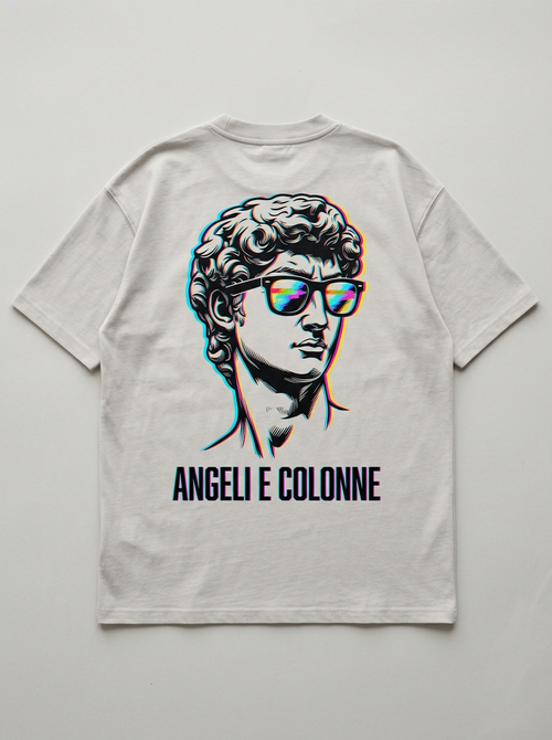 T-Shirt Streetwear "Angeli e Colonne" — Grigio Pietra Oversize – retro