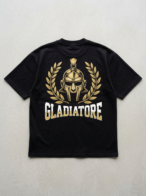 T-Shirt Streetwear "Gladiatore" — Nera Oversize – retro