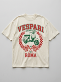 T-Shirt Streetwear "Vespari Racing Club" — Crema Oversize – fronte