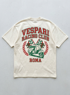 T-Shirt Streetwear "Vespari Racing Club" — Crema Oversize – retro