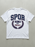 T-Shirt Streetwear "SPQR 753" — Bianca Oversize – fronte
