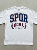 T-Shirt Streetwear "SPQR 753" — Bianca Oversize – retro