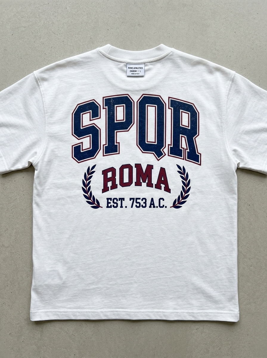 T-Shirt Streetwear "SPQR 753" — Bianca Oversize – retro