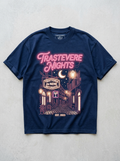 T-Shirt Streetwear "Trastevere Nights" — Blu Navy Oversize – fronte